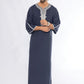 Navy Blue Morocan Embroidery Thobe