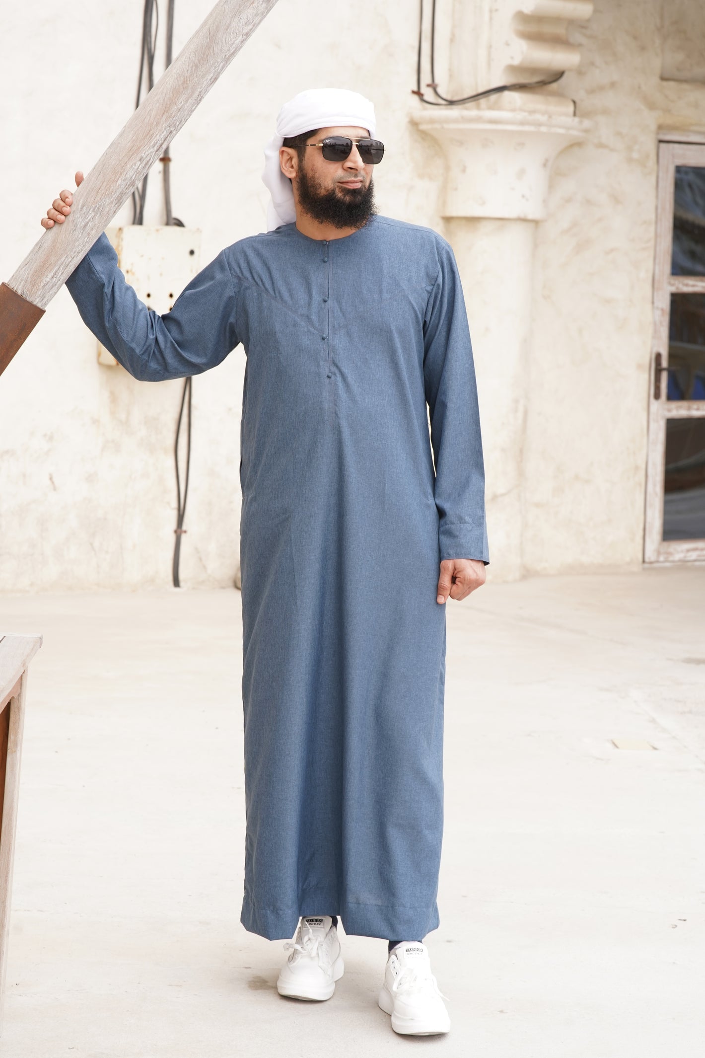 Blue Textured Emarati Thobe