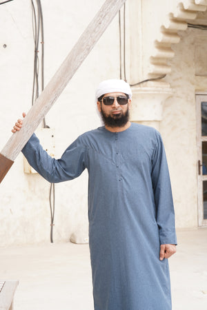 Blue Textured Emarati Thobe