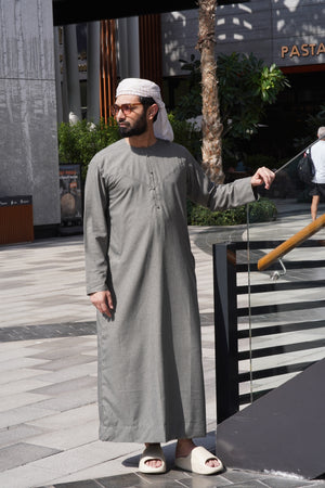 Dark Grey Textured Emarati Thobe