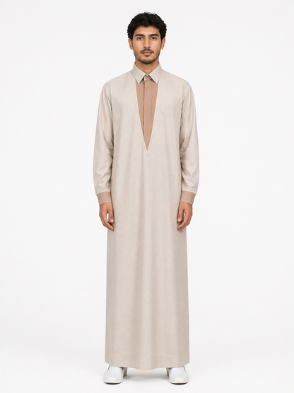 Beige Kuwaiti Designer Thobe