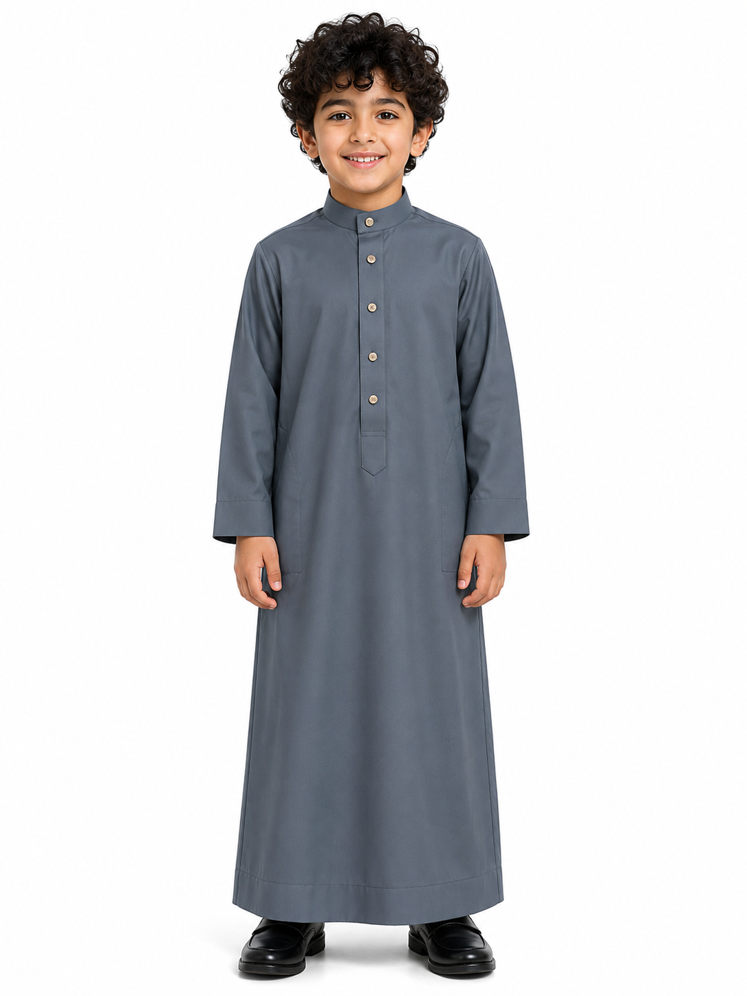 Grey Plain Saudi Kids Thobe
