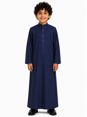 Navy Blue Plain Saudi Kids Thobe