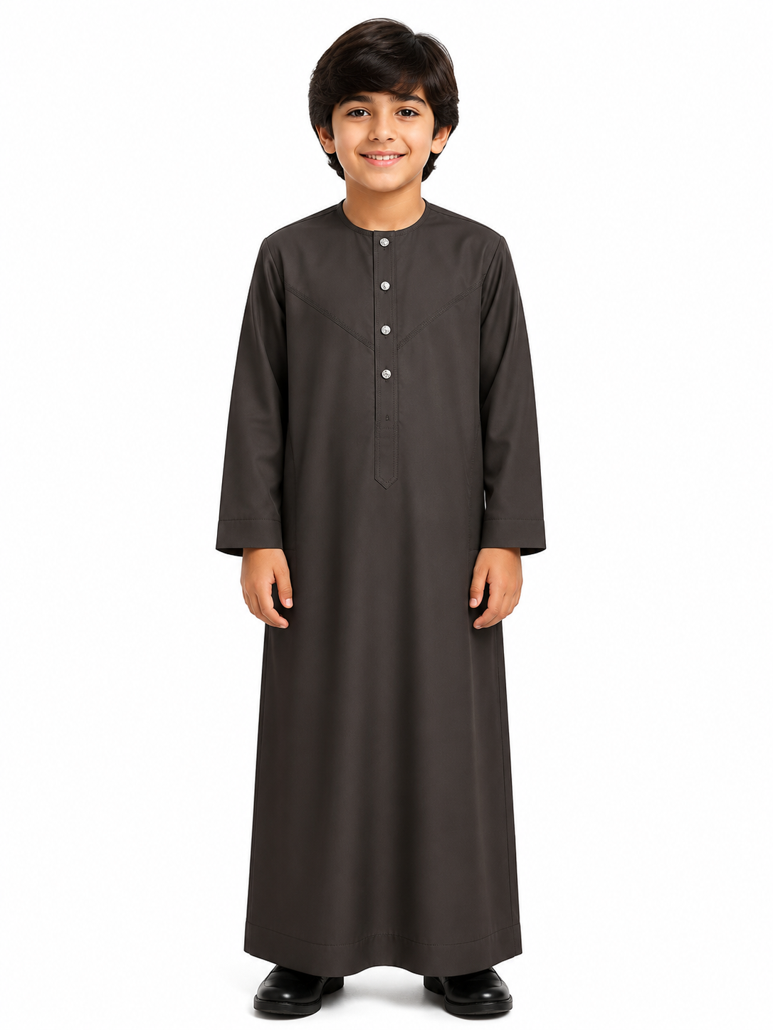 Black Plain Emirati Kids Thobe