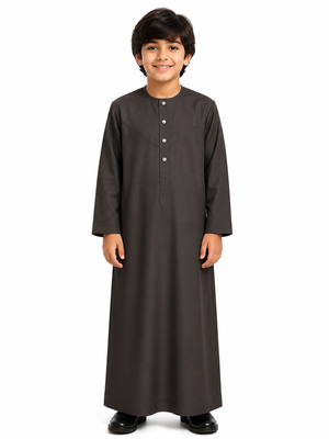 Black Plain Emirati Kids Thobe