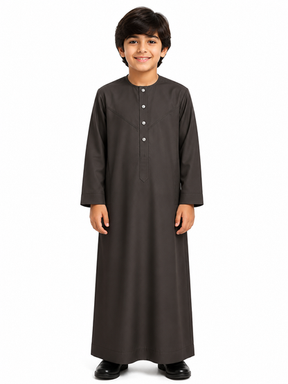 Black Plain Emirati Kids Thobe