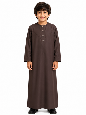 Brown Plain Emirati Kids Thobe