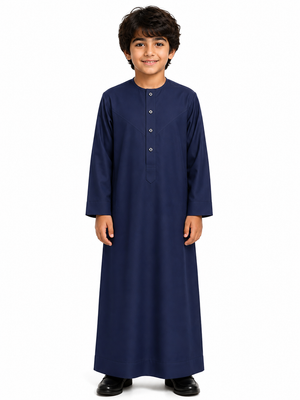 Navy Blue Plain Emirati Kids Thobe