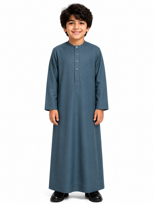 Sea Green Plain Emirati Kids Thobe