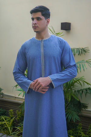 Light Blue Embroidered Thobes