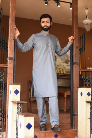 GREYISH BLUE-KAMEEZ SHALWAR