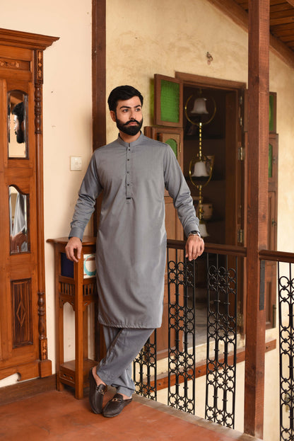 GREYISH BLUE-KAMEEZ SHALWAR