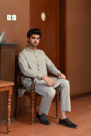 LIGHT GREY-KAMEEZ SHALWAR