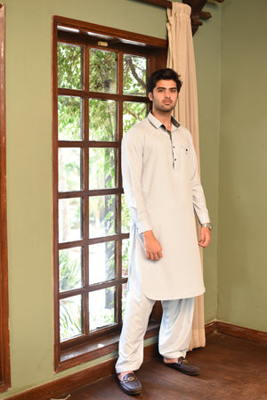 SILVER GREY-KAMEEZ SHALWAR