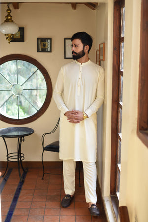 CREAM COLOR-KAMEEZ SHALWAR