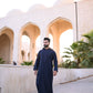 Embroidered Navy Blue Hoodie Thobe