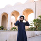 Embroidered Navy Blue Hoodie Thobe