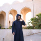 Embroidered Navy Blue Hoodie Thobe
