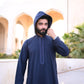 Embroidered Navy Blue Hoodie Thobe