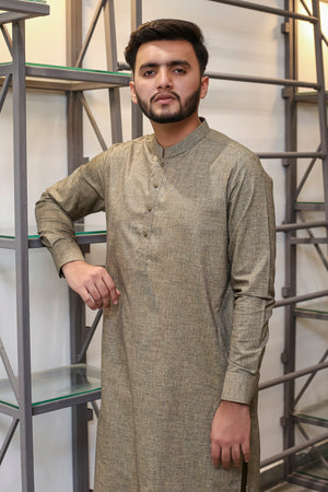 Lemon Yellow Textured Kameez Shalwar