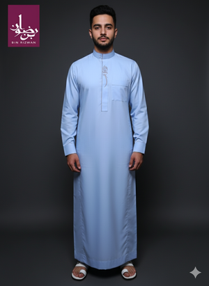Sky Blue Embroidered Thobe