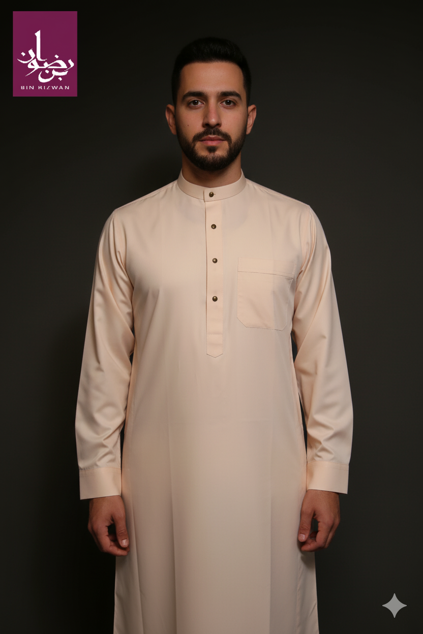 Light Beige Plain Saudi Thobe
