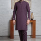 Burgondy Blended Embroidered Kurta Pajama
