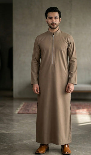 Saudi Zipper brown Thobe