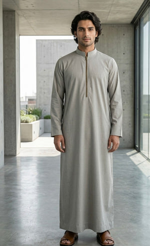 Saudi Zipper Grey Thobe