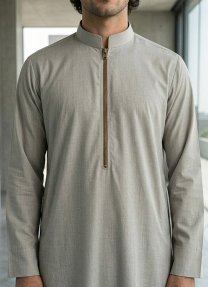 Saudi Zipper Grey Thobe