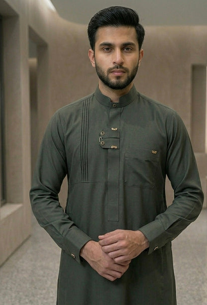 Premium Designer olive green Thobe