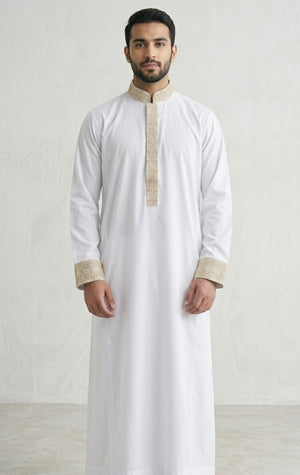 Heavy Embroidered White Thobe