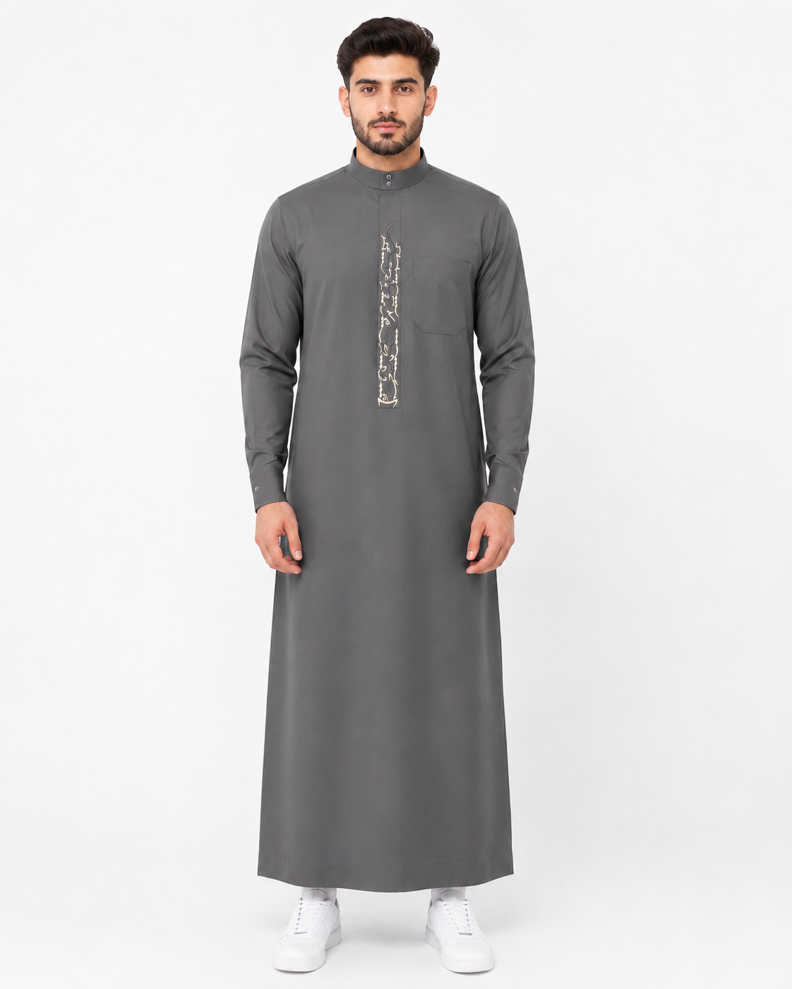 Grey Embroidered Thobe