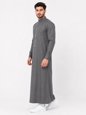 Grey Embroidered Thobe