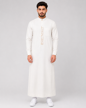 White Embroidered Thobe