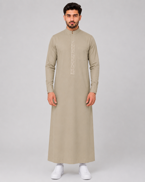 Beige Embroidered Thobe
