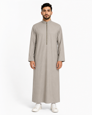 Grey Saudi Zipper Thobe