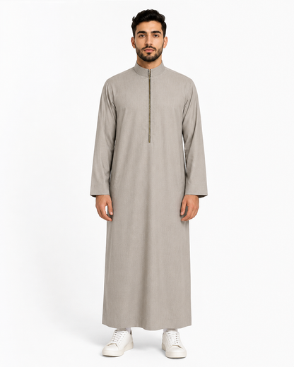Grey Saudi Zipper Thobe