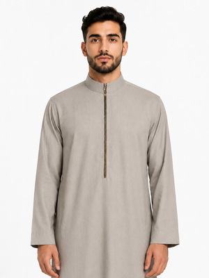 Grey Saudi Zipper Thobe