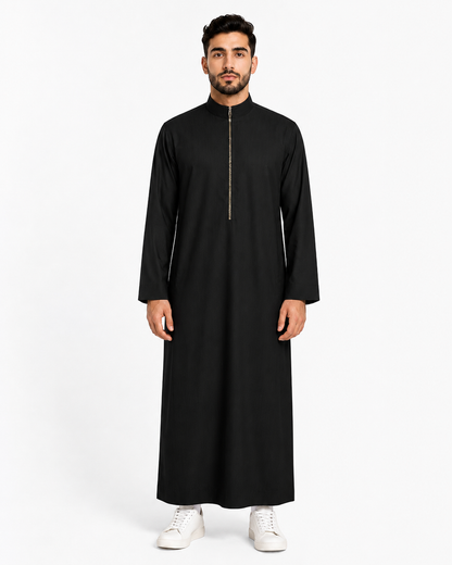 Saudi Zipper Black Thobe
