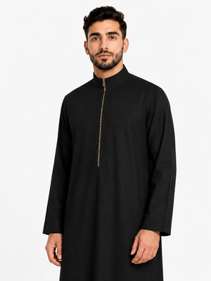 Saudi Zipper Black Thobe