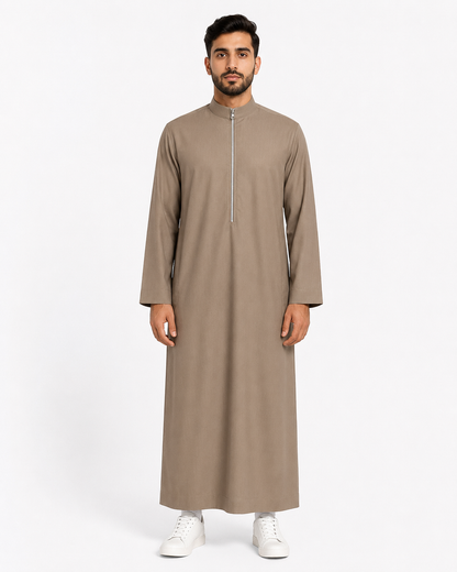 Saudi Zipper Beige Thobe