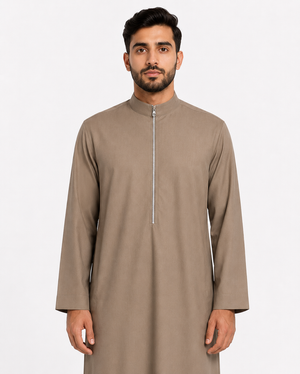 Saudi Zipper Beige Thobe