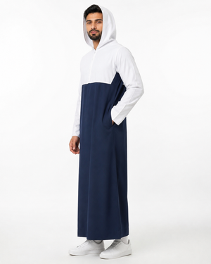 White With Navy Blue Designer Hoodie