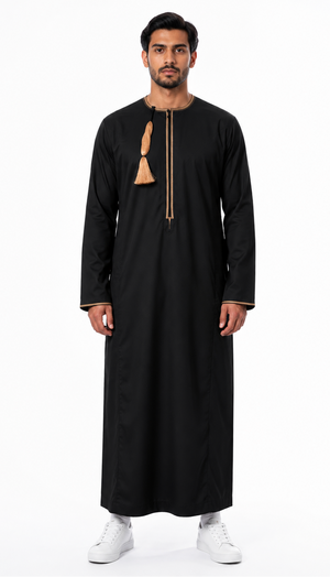 Black Omani Thobes With Tussle