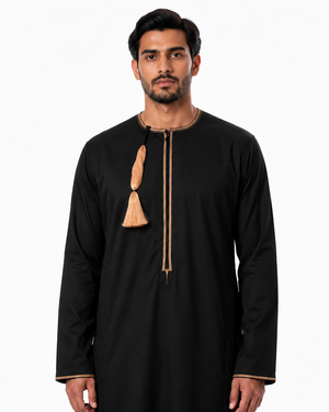 Black Omani Thobes With Tussle