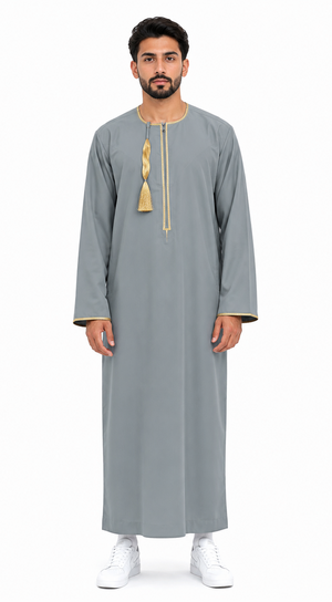 Light Grey Omani Thobes With Tussle