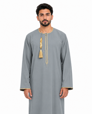 Light Grey Omani Thobes With Tussle