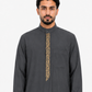 Dark Grey Thobe For With Golden Embroidery