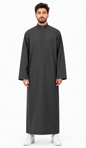 Black Saudi Embroidery Thobe